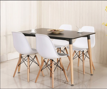 Bộ bàn ghế Eames _bàn HCN +4 ghế eames chân gỗ sồi ( LA-CT005 )